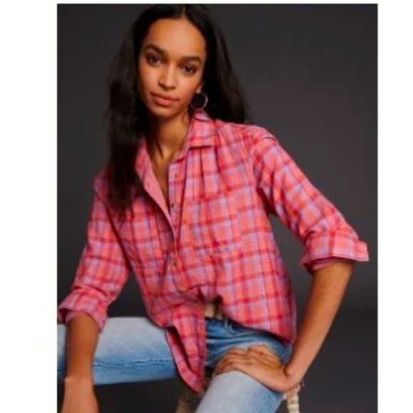 Plaid Cotton Button Down Shirt size 16 W‎ multicolored - Picture 1 of 9
